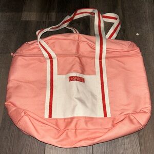L*Space Coral and White cooler Tote Bag